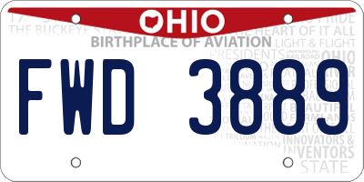 OH license plate FWD3889