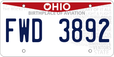 OH license plate FWD3892