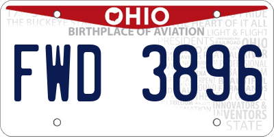OH license plate FWD3896