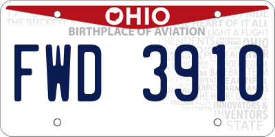 OH license plate FWD3910