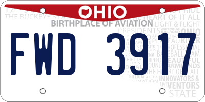 OH license plate FWD3917
