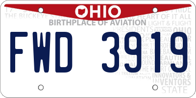 OH license plate FWD3919