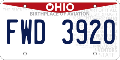 OH license plate FWD3920