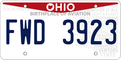 OH license plate FWD3923