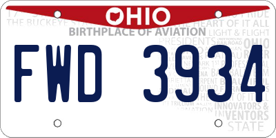 OH license plate FWD3934