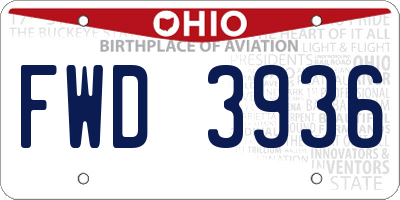 OH license plate FWD3936