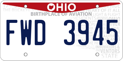 OH license plate FWD3945