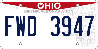 OH license plate FWD3947