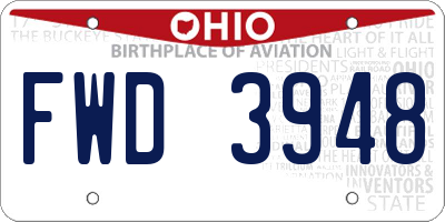 OH license plate FWD3948
