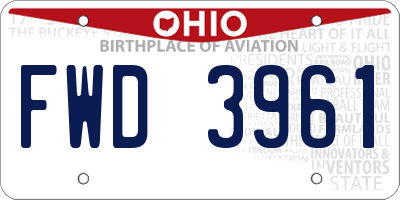 OH license plate FWD3961