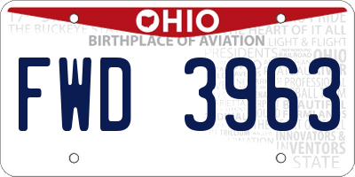 OH license plate FWD3963