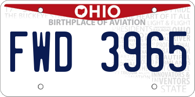 OH license plate FWD3965