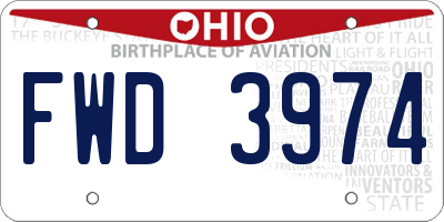 OH license plate FWD3974