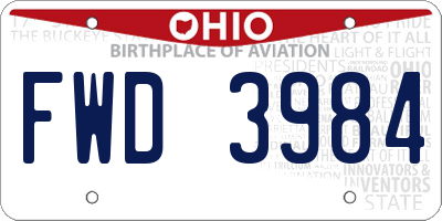 OH license plate FWD3984