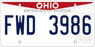 OH license plate FWD3986