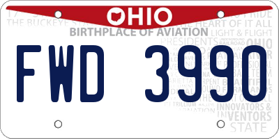 OH license plate FWD3990