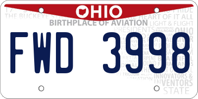 OH license plate FWD3998