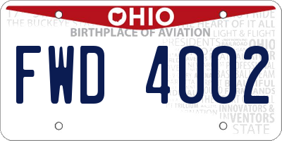 OH license plate FWD4002