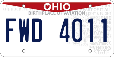 OH license plate FWD4011