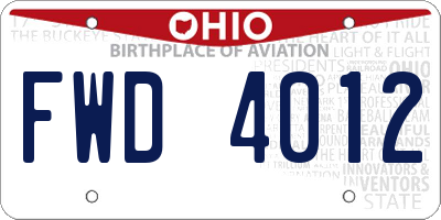 OH license plate FWD4012