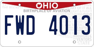 OH license plate FWD4013