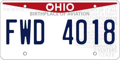 OH license plate FWD4018