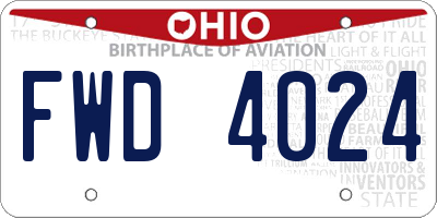 OH license plate FWD4024