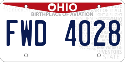 OH license plate FWD4028