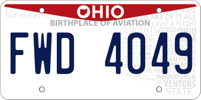 OH license plate FWD4049