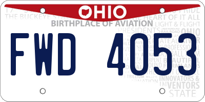 OH license plate FWD4053