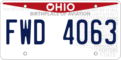 OH license plate FWD4063