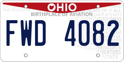 OH license plate FWD4082