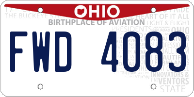OH license plate FWD4083