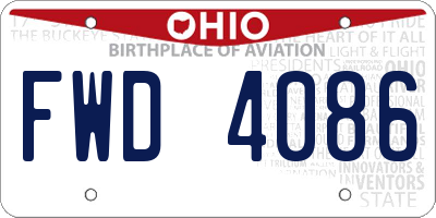 OH license plate FWD4086