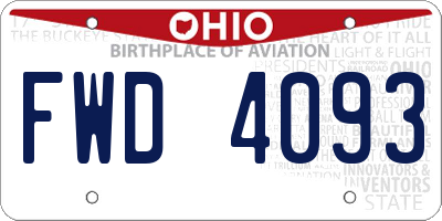 OH license plate FWD4093