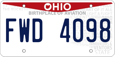 OH license plate FWD4098
