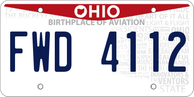 OH license plate FWD4112