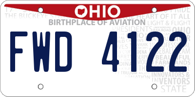 OH license plate FWD4122