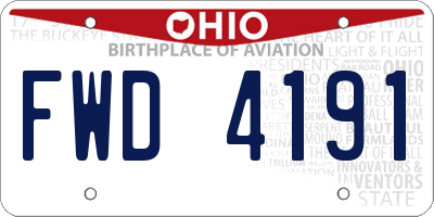 OH license plate FWD4191
