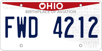 OH license plate FWD4212