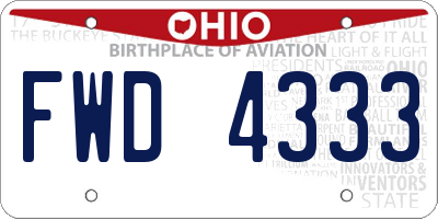 OH license plate FWD4333