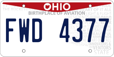 OH license plate FWD4377