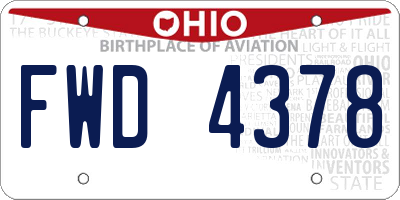 OH license plate FWD4378