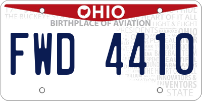 OH license plate FWD4410