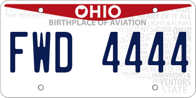 OH license plate FWD4444