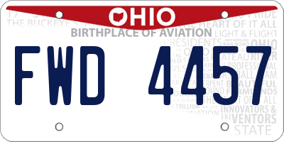 OH license plate FWD4457