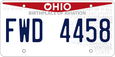 OH license plate FWD4458