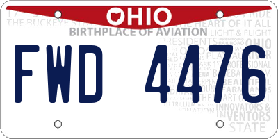 OH license plate FWD4476