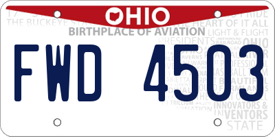 OH license plate FWD4503