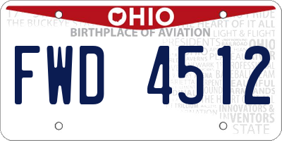 OH license plate FWD4512